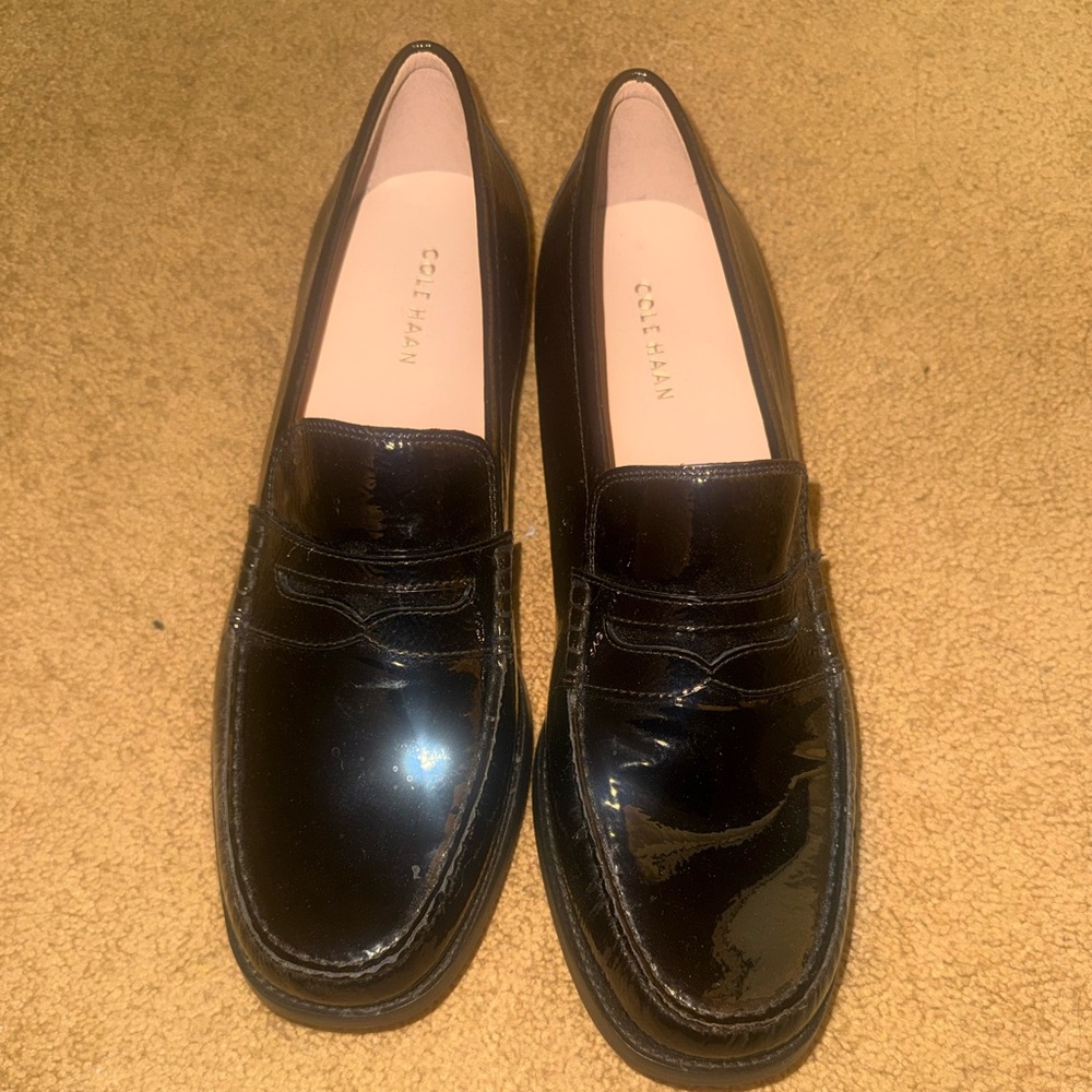 Cole Haan Women's Shiny Black Slip-On Loafers